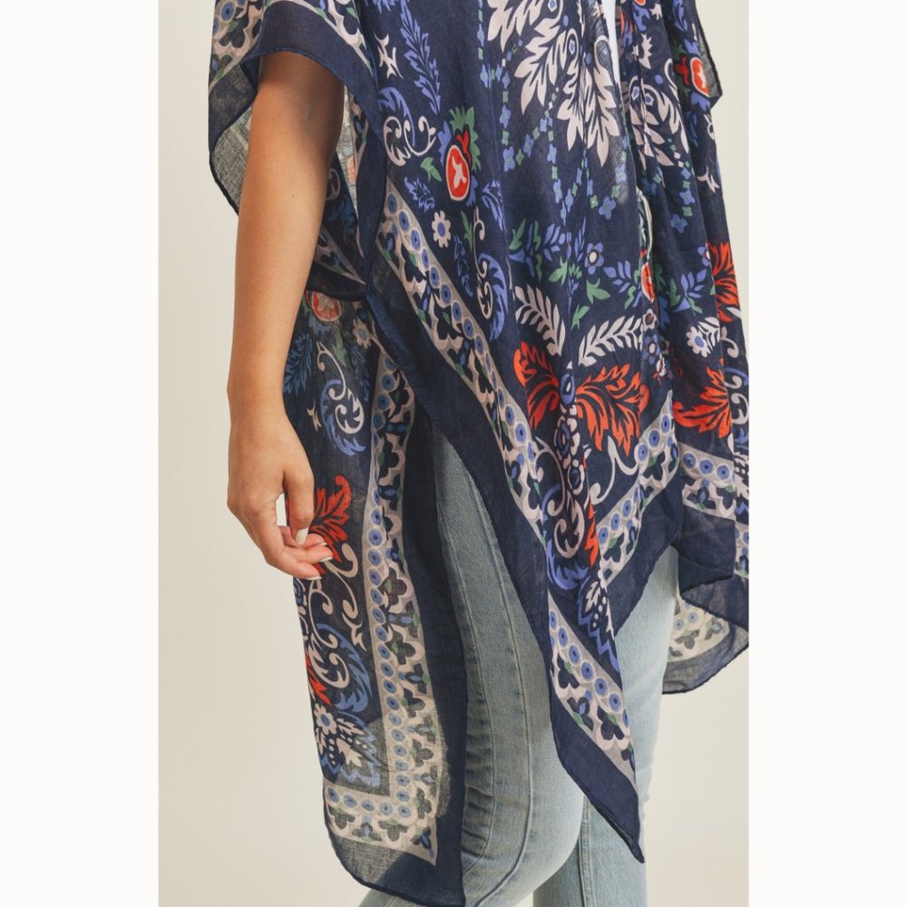 Bohemian Blue Kimono / Swim Cover-Up - Picture 4 of 5
